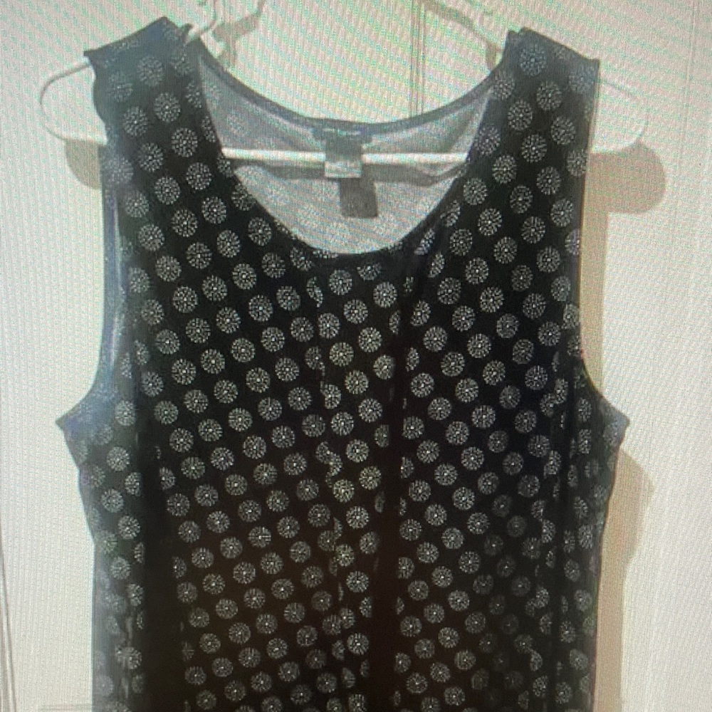 Ann Taylor Black Tank Top with Silver Dot Print